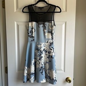 Trixxi Blue Flocked Floral Dress
